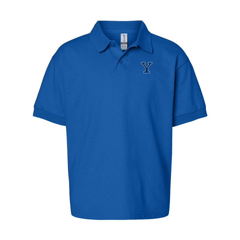 Youth Yale Bulldogs Gildan Dry Blend Jersey Polo